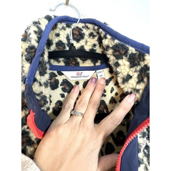 Vineyard Vines XS Womens Leopard Print Fleece SuperShep 1/2 Zip Pullover Animal - Picture 8 of 14